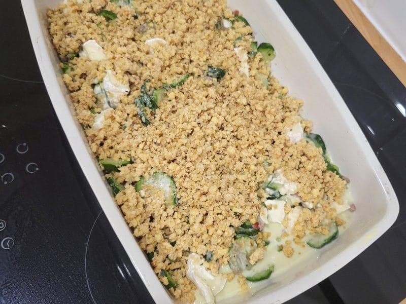 Cliquez pour zoomer ! Crumble courgettes, chèvre et lardons Thermomix par chloedasilva91