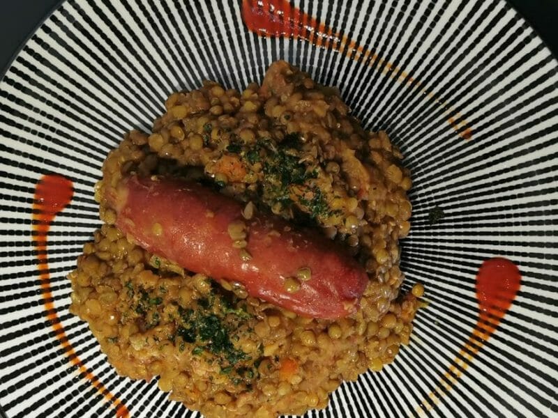 Cliquez pour zoomer ! Lentilles et ses saucisses Thermomix par jeamilie