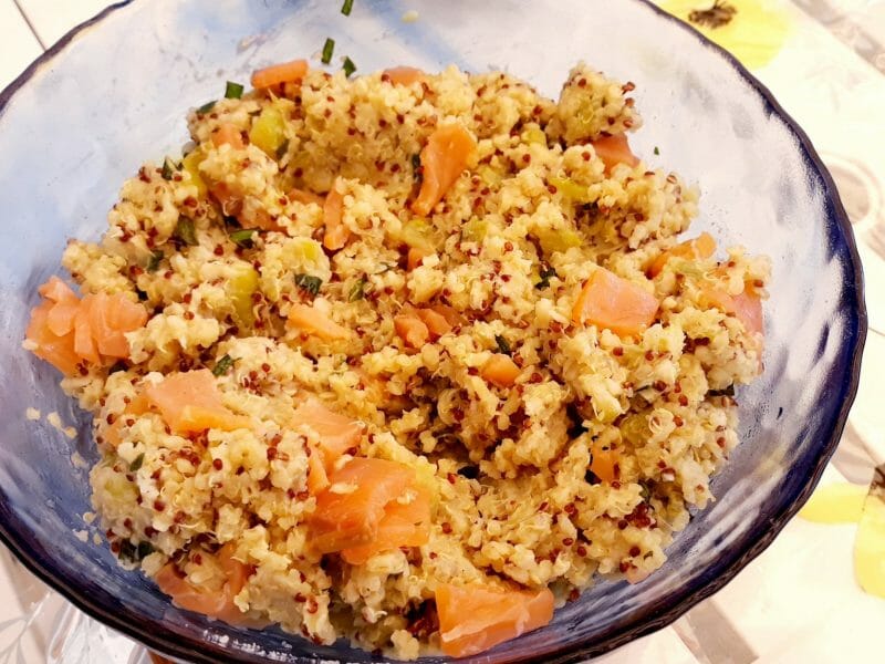 Cliquez pour zoomer ! Risotto de quinoa, courgettes et saumon Thermomix par Lesfillescuisinent