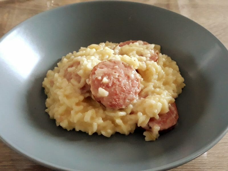 Cliquez pour zoomer ! Risotto à la saucisse fumée et au comté Thermomix par Lesfillescuisinent