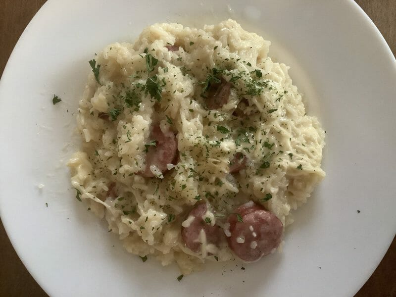 Cliquez pour zoomer ! Risotto à la saucisse fumée et au comté Thermomix par nathalie_387