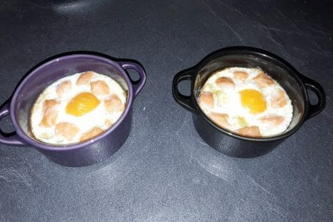 Cliquez pour zoomer ! Oeufs cocotte poireaux et saumon fumé au Thermomix
