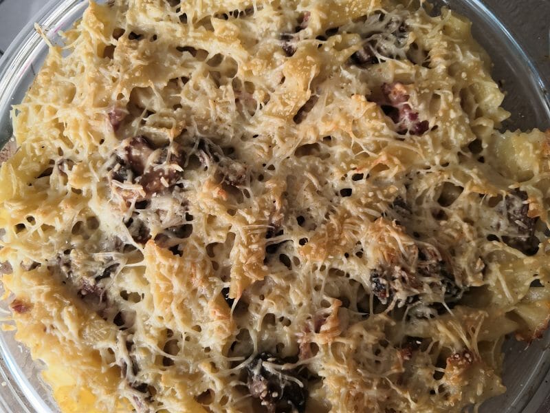 Cliquez pour zoomer ! Gratin de pennes aux champignons Thermomix par Vanessa