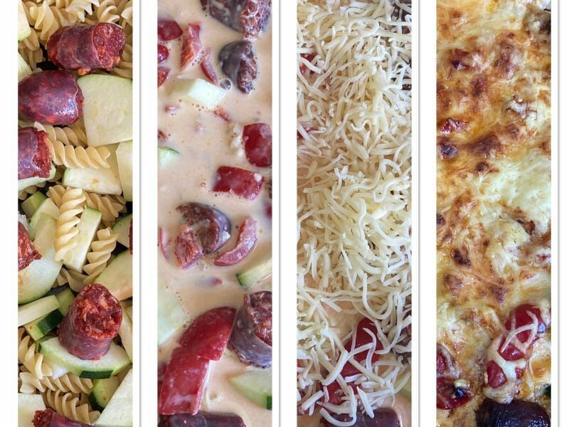 Cliquez pour zoomer ! Gratin de torsades aux merguez Thermomix par lamito