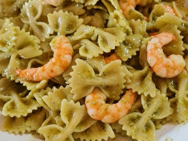 Cliquez pour zoomer ! Farfalle au pesto et crevettes Thermomix par aliasval59