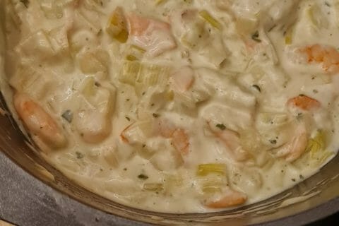 Cliquez pour zoomer ! Crevettes roses aux poireaux Thermomix par aliasval59