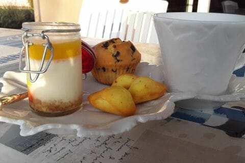 Cliquez pour zoomer ! Panna cotta citron sur sablé spéculoos et miroir de mangue Thermomix par Dany33