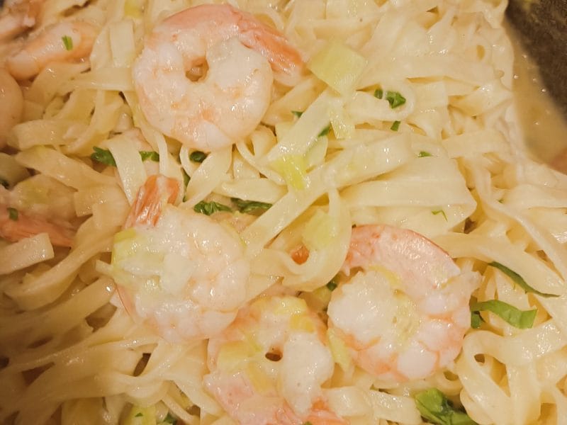 Cliquez pour zoomer ! Linguine aux poireaux et aux crevettes Thermomix par tortuenana4