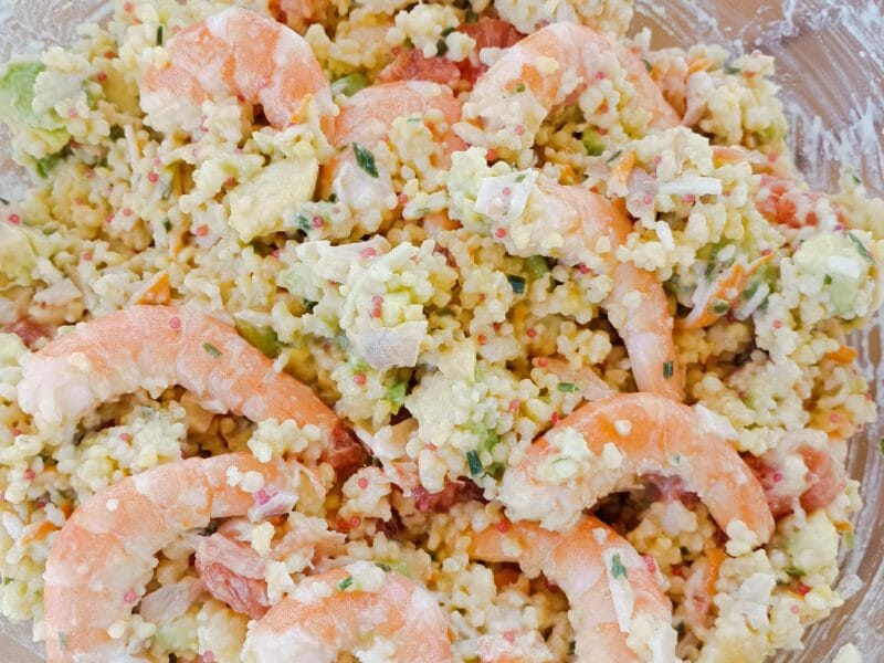 Cliquez pour zoomer ! Salade de perles aux crevettes, pamplemousse et avocat Thermomix par tortuenana4