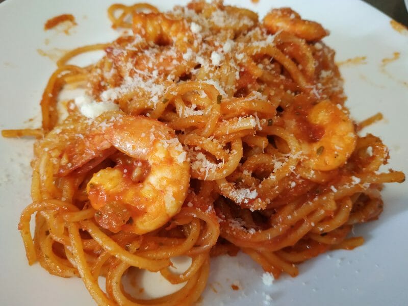 Cliquez pour zoomer ! Spaghettis aux crevettes et à l’ail Thermomix par alex83910