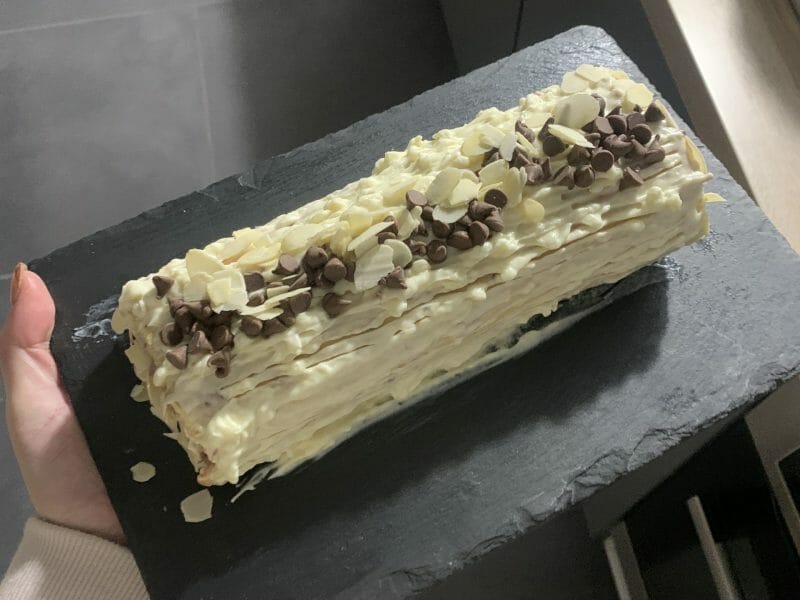 Cliquez pour zoomer ! Bûche de Noël framboises et chocolat blanc Thermomix par blan blan