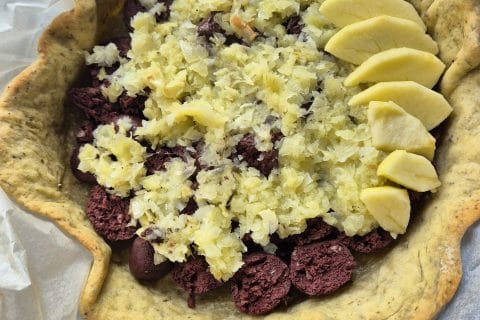 Cliquez pour zoomer ! Tarte au boudin noir et aux pommes Thermomix par Gabrielle