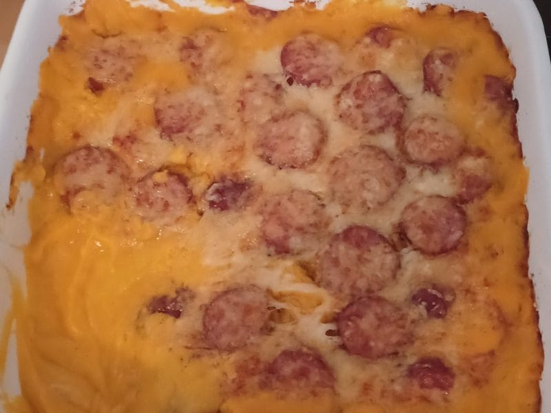 Gratin de butternut à la saucisse de Montbéliard Thermomix par Kakou09