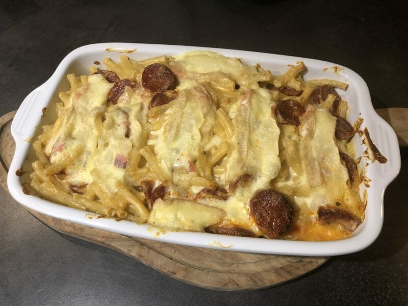 Cliquez pour zoomer ! Gratin de macaroni reblochon et chorizo Thermomix par melin_1