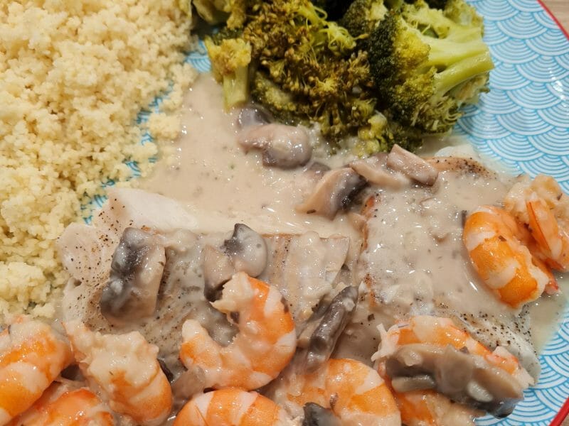 Cliquez pour zoomer ! Filets de sole aux crevettes et champignons Thermomix par valerie_280
