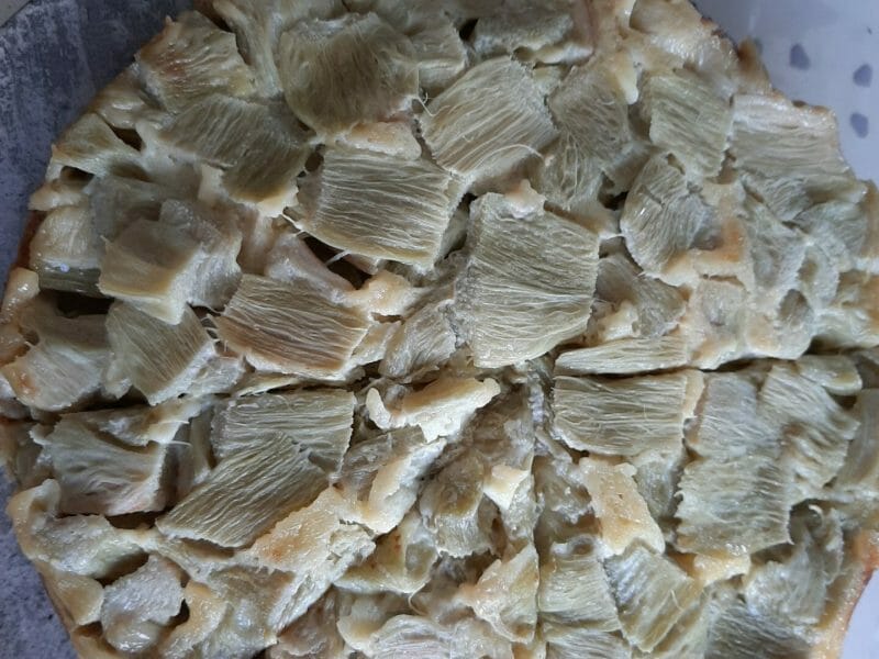 Cliquez pour zoomer ! Gâteau renversé à la rhubarbe et caramel au beurre salé Thermomix par dietetique80