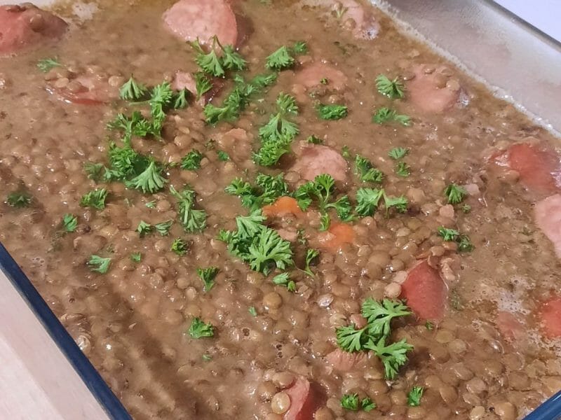 Cliquez pour zoomer ! Lentilles et ses saucisses Thermomix par gambuzza