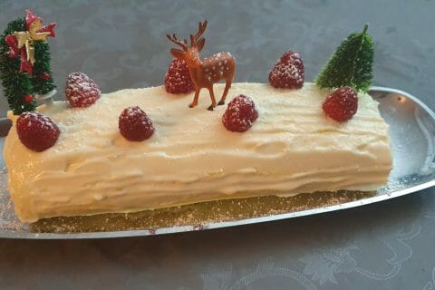 Cliquez pour zoomer ! Bûche de Noël framboises et chocolat blanc Thermomix par delph_alpha