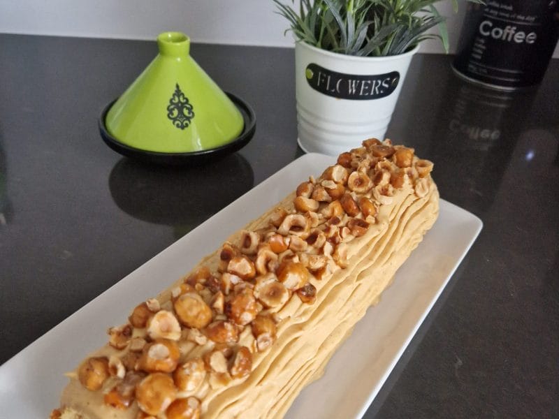 Cliquez pour zoomer ! Bûche pralinée aux éclats de noisettes caramélisés Thermomix par titicha12
