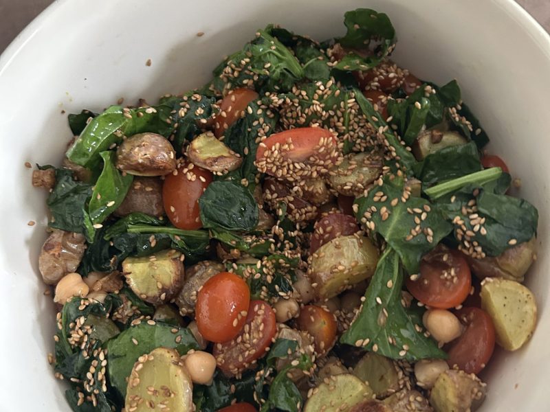 Cliquez pour zoomer ! Salade de pommes de terre, pois chiches et épinards Thermomix par perla19