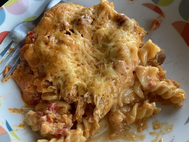 Cliquez pour zoomer ! Gratin de torsades aux merguez Thermomix par socooksocute