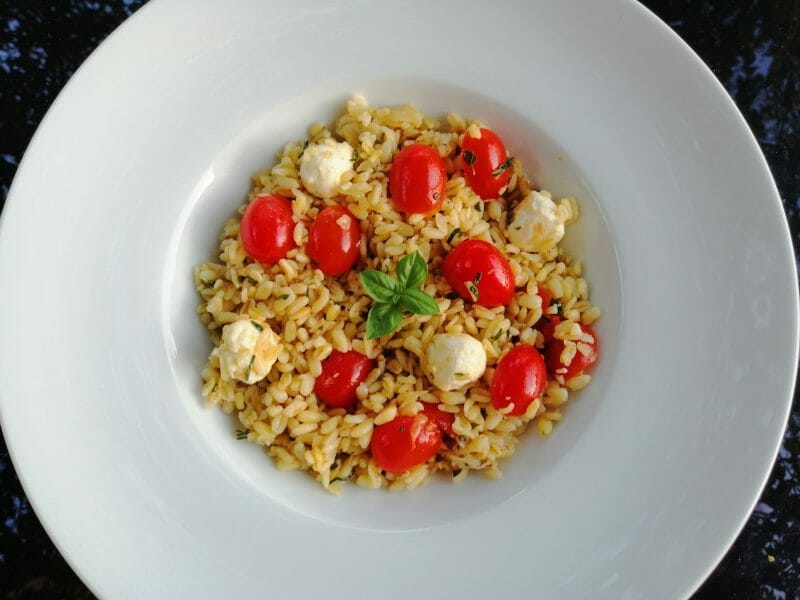 Cliquez pour zoomer ! Salade d’ebly, oignon caramélisé & mozzarella Thermomix par melmathys