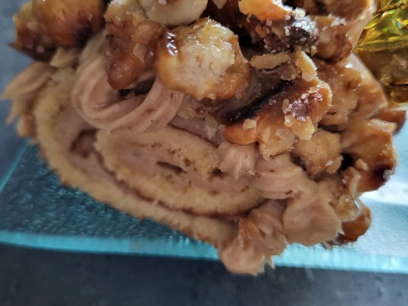 Cliquez pour zoomer ! Bûche pralinée aux éclats de noisettes caramélisés Thermomix par Cartophe