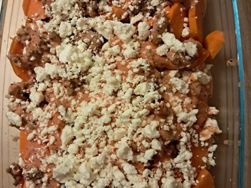 Cliquez pour zoomer ! Casserole de patates douces à la viande hachée et fêta Thermomix par gigi2861