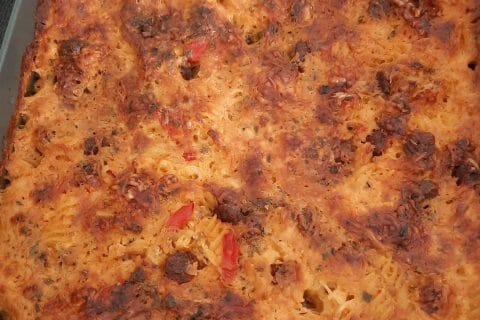 Cliquez pour zoomer ! Gratin de torsades aux merguez Thermomix par queencess