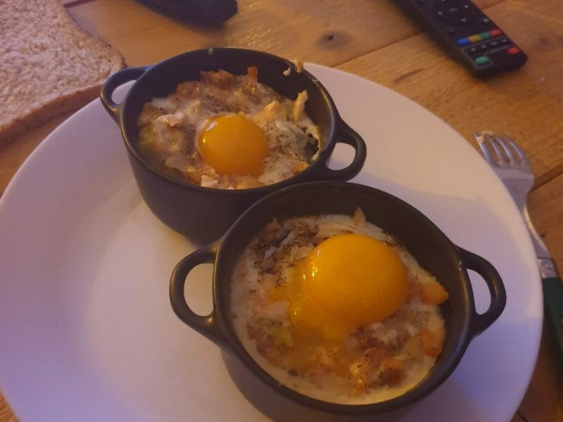 Cliquez pour zoomer ! Oeufs cocotte poireaux et saumon fumé Thermomix par titof62