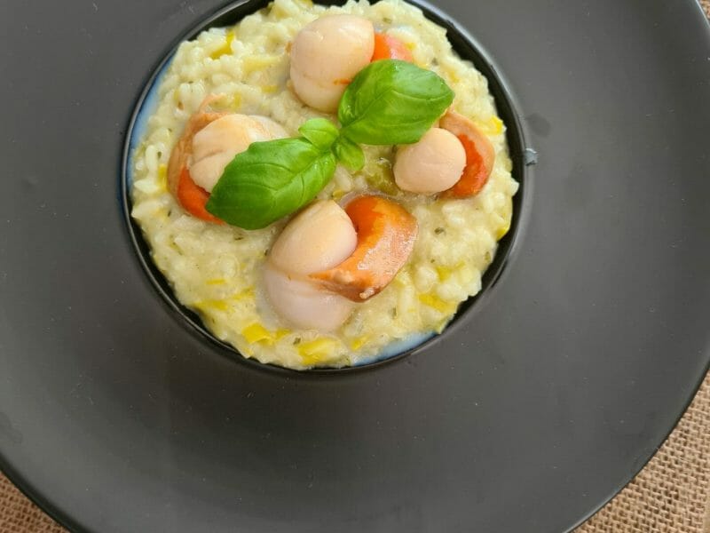 Risotto aux Saint Jacques et poireaux au Thermomix - Cookomix