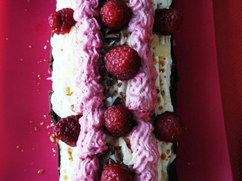 Cliquez pour zoomer ! Bûche de Noël framboises et chocolat blanc Thermomix par orel_6