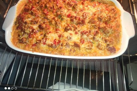 Cliquez pour zoomer ! Gratin de torsades aux merguez Thermomix par virgie23