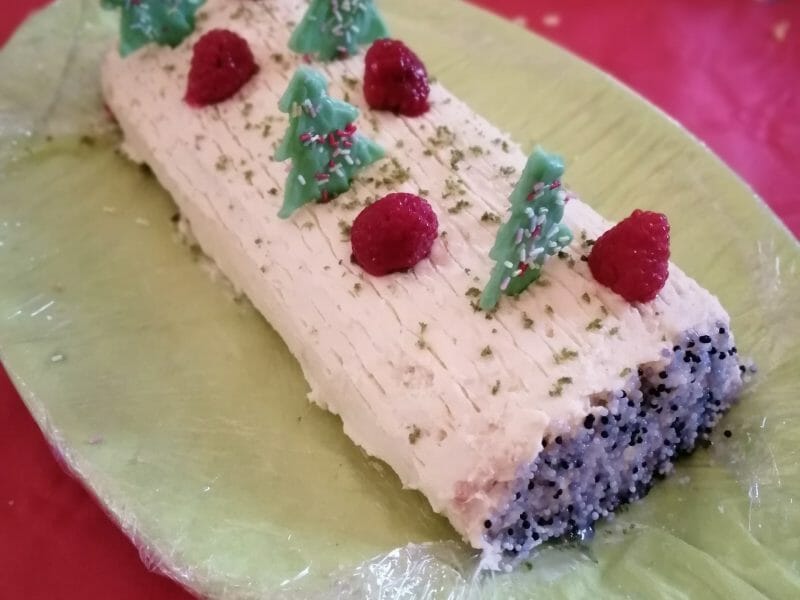 Cliquez pour zoomer ! Bûche de Noël framboises et chocolat blanc Thermomix par mcauquil1519