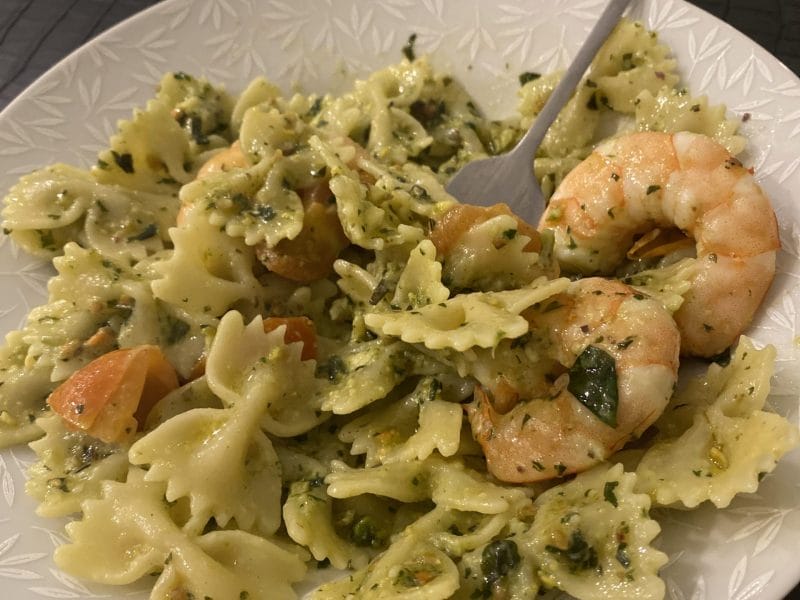 Cliquez pour zoomer ! Farfalle au pesto et crevettes Thermomix par selouka