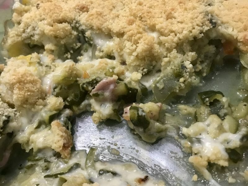 Cliquez pour zoomer ! Crumble courgettes, chèvre et lardons Thermomix par valeriederomans