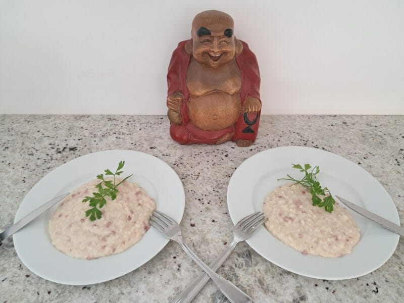 Cliquez pour zoomer ! Risotto façon carbonara Thermomix par mamie bouba