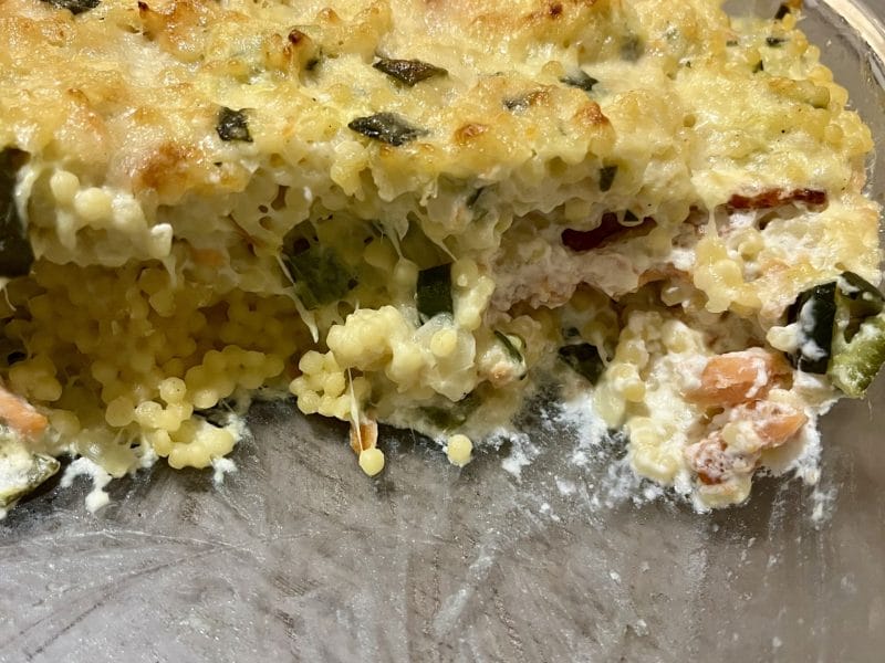 Cliquez pour zoomer ! Gratin de perles, saumon et courgettes Thermomix par jue1203