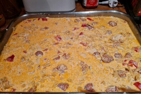 Cliquez pour zoomer ! Gratin de torsades aux merguez Thermomix par BARBARA06830