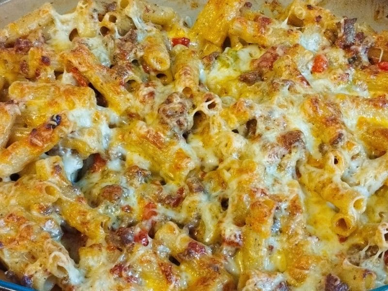 Cliquez pour zoomer ! Gratin de macaroni poivrons et chorizo Thermomix par Mizirlou