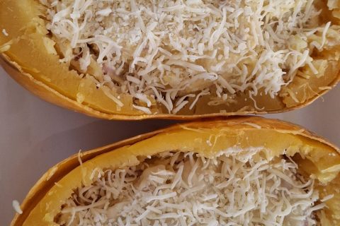 Cliquez pour zoomer ! Courge spaghetti à la crème et aux lardons Thermomix par slysly