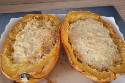 Cliquez pour zoomer ! Courge spaghetti à la crème et aux lardons Thermomix par slysly