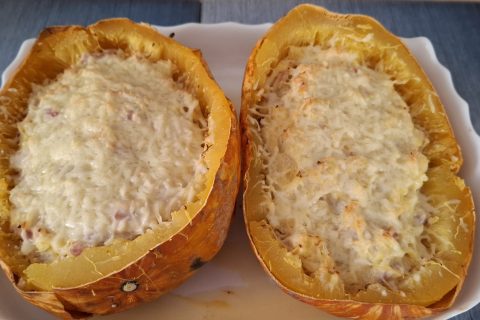 Cliquez pour zoomer ! Courge spaghetti à la crème et aux lardons Thermomix par slysly