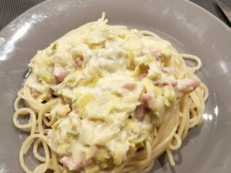 Cliquez pour zoomer ! Tagliatelles à la crème de poireaux Thermomix par mymydu13