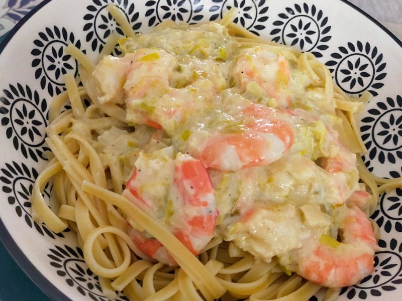 Cliquez pour zoomer ! Linguine aux poireaux et aux crevettes Thermomix par Corinne B80