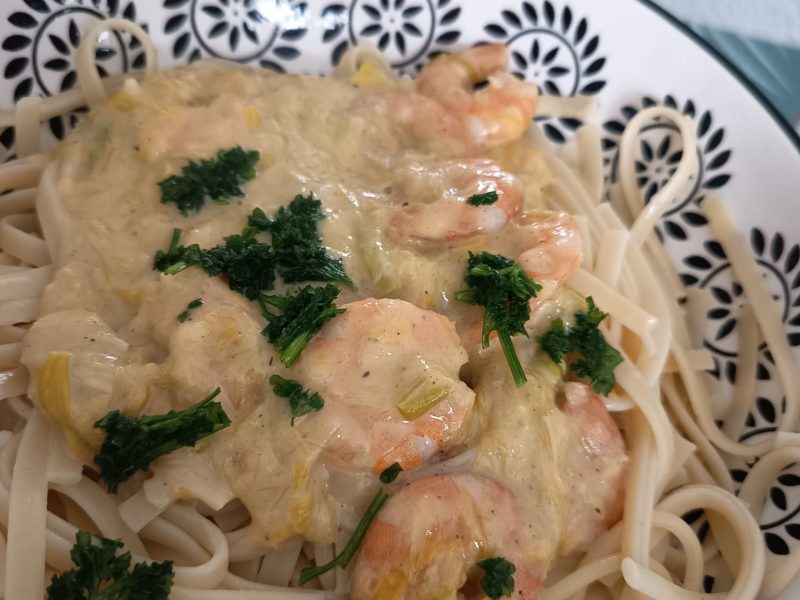 Cliquez pour zoomer ! Linguine aux poireaux et aux crevettes Thermomix par Corinne B80