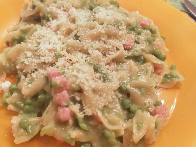 Cliquez pour zoomer ! Pâtes aux petits pois et lardons Thermomix par Corinne B80