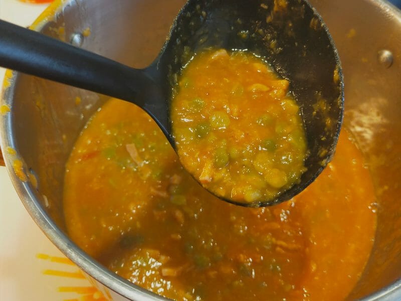 Cliquez pour zoomer ! Soupe de lentilles, pois cassés et poitrine fumée Thermomix par Corinne B80