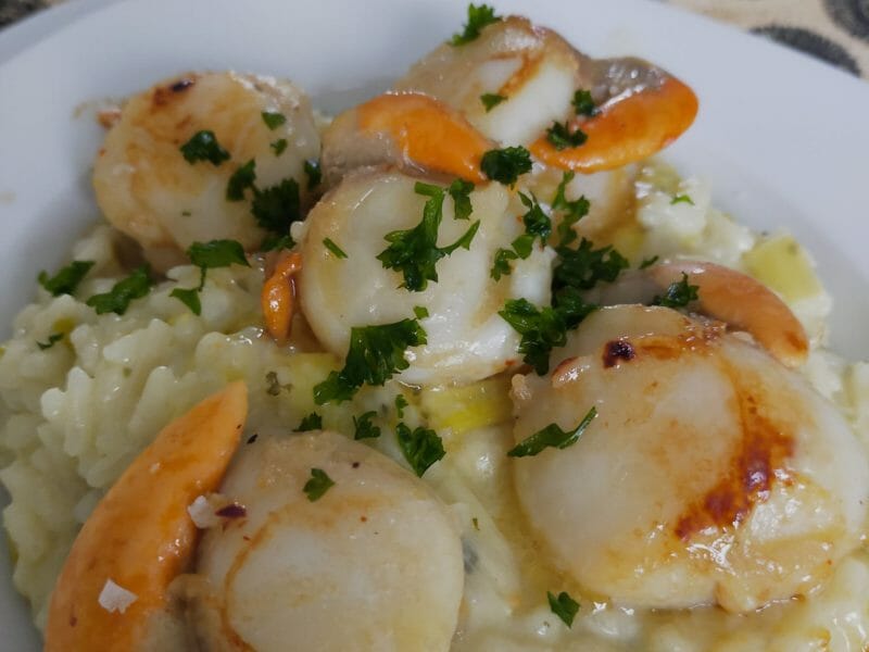 Risotto aux Saint Jacques et poireaux au Thermomix - Cookomix