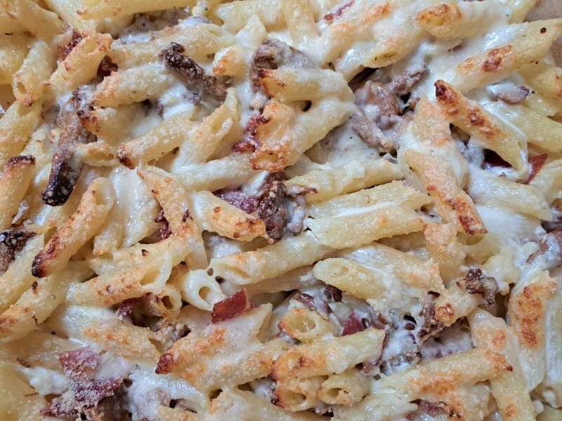 Cliquez pour zoomer ! Gratin de pennes aux champignons Thermomix par sandlemaitre